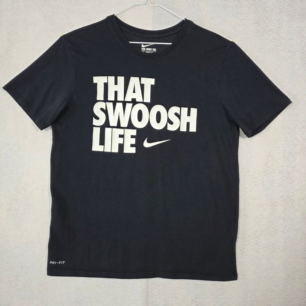 Nike Dri-Fit "That Swoosh Life" Graphic  Short Sleeve T-Shirt Black Men's Large
